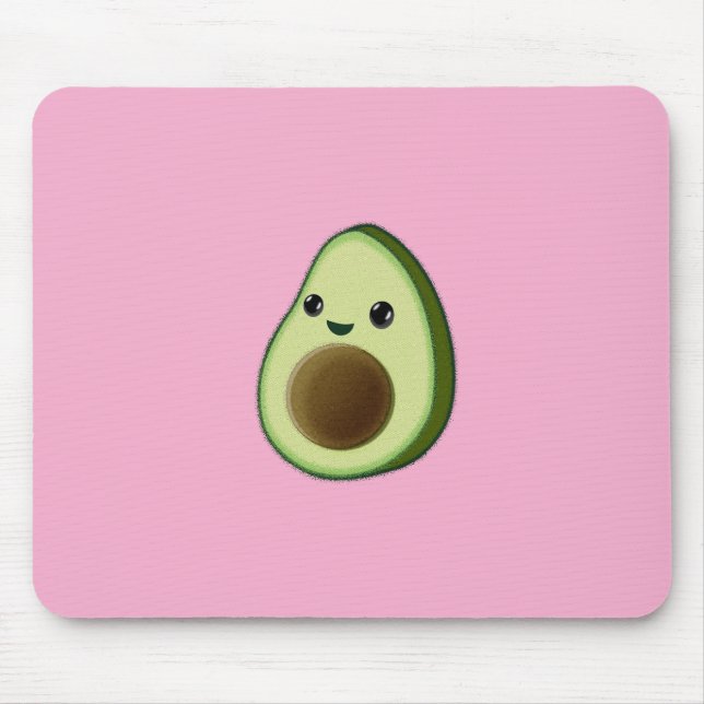 Kawaii Avocado Drawing Custom Pink Mouse Pad (Front)