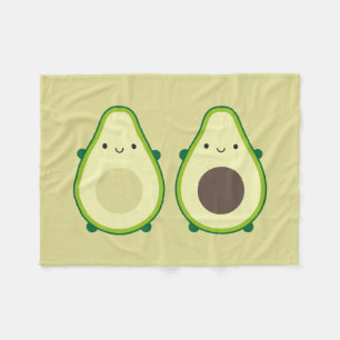 Kawaii Avocado Fleece Blanket