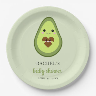 Kawaii Avocado Pregnant Baby Shower Cute Minimal Paper Plates