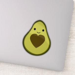 Kawaii Avocado with a Heart Pit Sticker