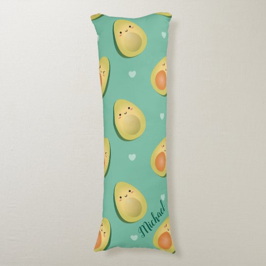 Kawaii Avocados Let's Avocuddle Pattern Funny Body Pillow