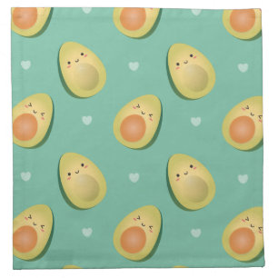 Kawaii Avocados Let's Avocuddle Pattern Funny Cloth Napkin