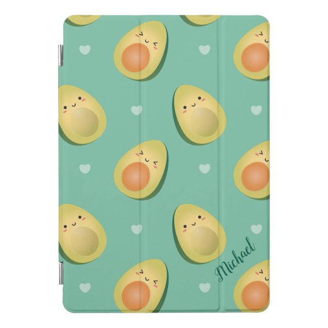 Kawaii Avocados Let's Avocuddle Pattern Funny iPad Pro Cover (Front)