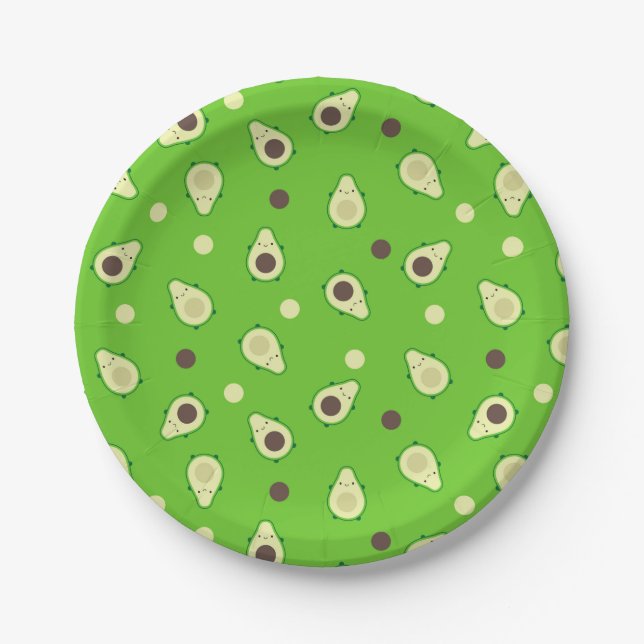 Kawaii Avocados Paper Plates (Front)