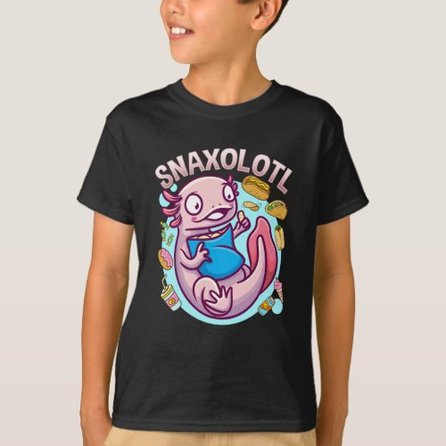 Kawaii Axolotl Cute Food lover Amphibian T_Shirt