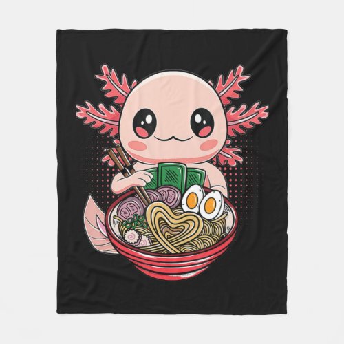 Kawaii Axolotl Eating Ramen Noodles Anime Gift Gir Fleece Blanket