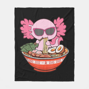 Kawaii Axolotl Eating Ramen Noodles Anime Girls Te Fleece Blanket