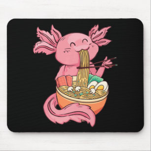 Kawaii Axolotl Eating Ramen Noodles Anime Kids Gir Mouse Pad