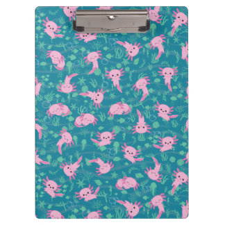 Kawaii Axolotl in Ocean Clipboard