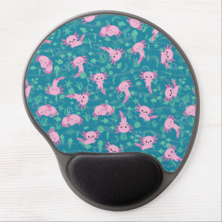 Kawaii Axolotl in Ocean Gel Mousepad