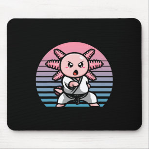 Kawaii Axolotl Karate Funny Martial Arts Mouse Pad