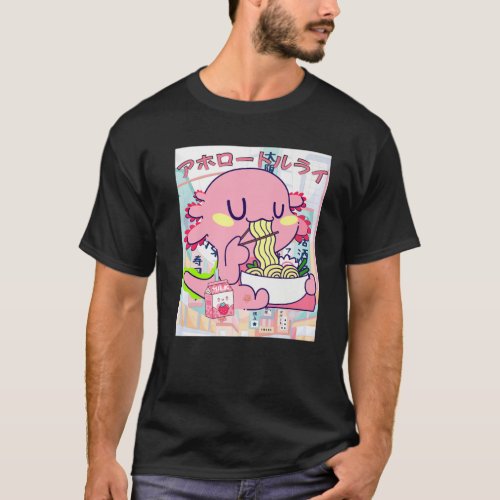 Kawaii Axolotl Life Ramen Strawberry Milk Shake Ja T_Shirt