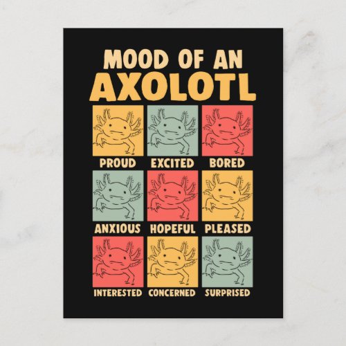 Kawaii Axolotl Mood Amphibian Joke Postcard