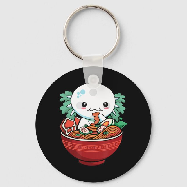 Kawaii Axolotl Ramen Japanese Anime Lover Teen Gir Keychain (Front)