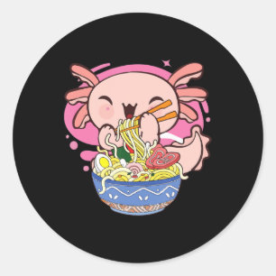 Kawaii Axolotl Ramen Japanese Anime Noodle Kids Te Classic Round Sticker
