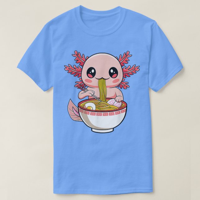 Kawaii Axolotl Ramen Noodles Japanese Anime Otaku T-Shirt (Design Front)