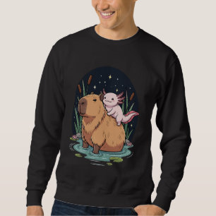 Kawaii Axolotl Riding Capybara Starry Nights Outdo Sweatshirt