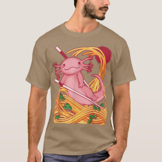 Kawaii Axolotl Salamander Eating Japanese Ramen Fo T-Shirt