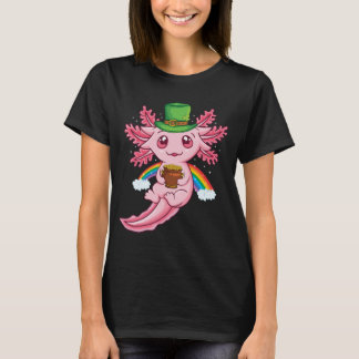 Kawaii Axolotl Shamrock Pot Of Gold St Patricks T-Shirt