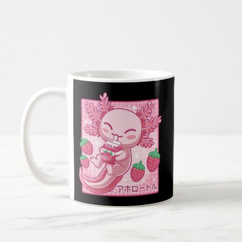 Kawaii Axolotl Strawberry Milk Shake Carton Japane Coffee Mug