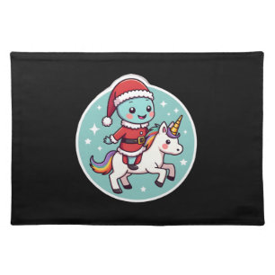 Kawaii Axolotl Unicorn Xmas Santa Merry Christmas Cloth Placemat