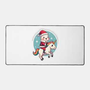 Kawaii Axolotl Unicorn Xmas Santa Merry Christmas Desk Mat