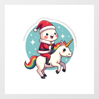 Kawaii Axolotl Unicorn Xmas Santa Merry Christmas  Floor Decals