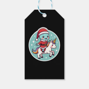 Kawaii Axolotl Unicorn Xmas Santa Merry Christmas Gift Tags