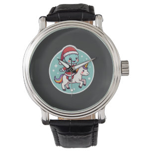 Kawaii Axolotl Unicorn Xmas Santa Merry Christmas Watch