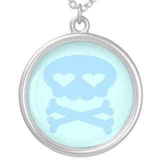 Kawaii Baby Blue Skull Sterling Silver Necklace