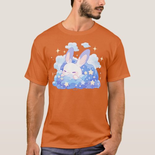Kawaii Baby Bunny In The Cloudy Starry Night T_Shirt