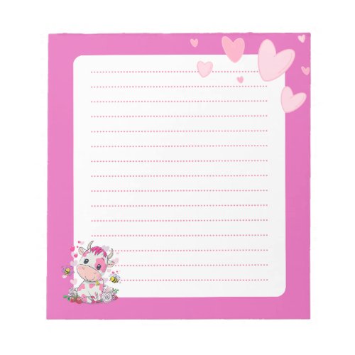 Kawaii Baby Cow  Hearts Notepad