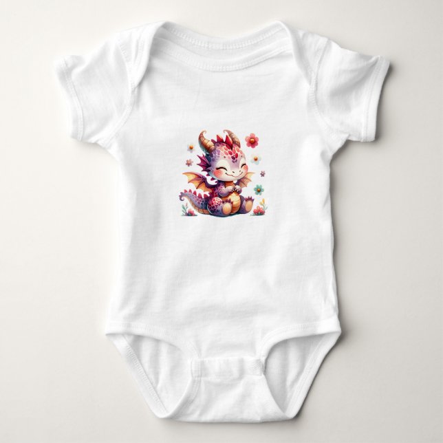 Kawaii Baby Dragon Fantasy Art Bodysuit (Front)