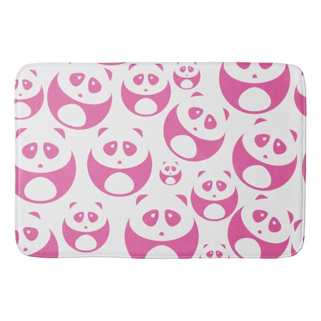 Kawaii Baby Pink and White Panda Pattern Bath Mat (Front)