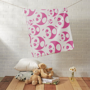 Kawaii Baby Pink and White Panda Pattern Blanket