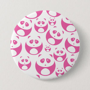 Kawaii Baby Pink and White Panda Pattern Button