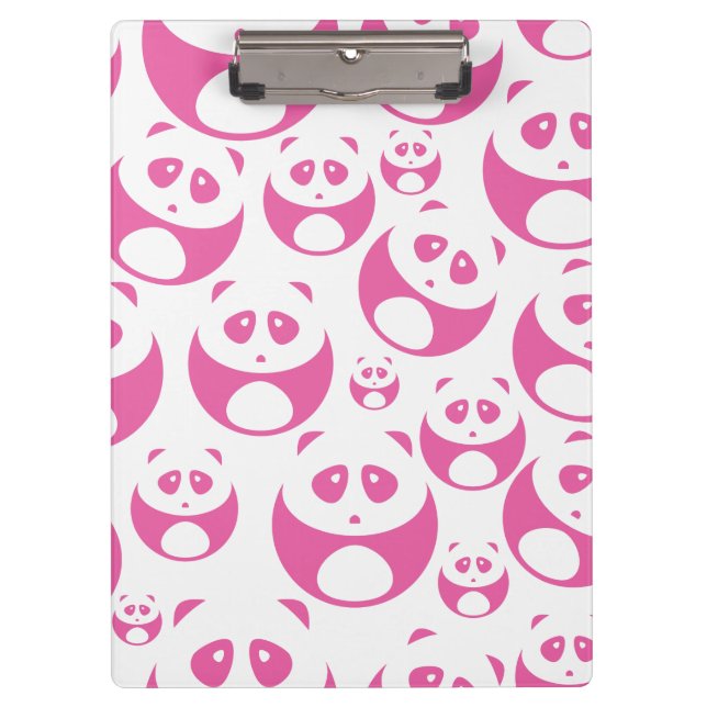 Kawaii Baby Pink and White Panda Pattern Clipboard (Front)