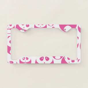 Kawaii Baby Pink and White Panda Pattern License Plate Frame