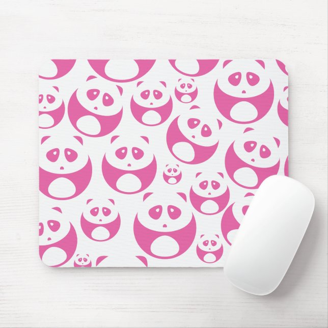 Kawaii Baby Pink and White Panda Pattern Mouse Pad (With Mouse)