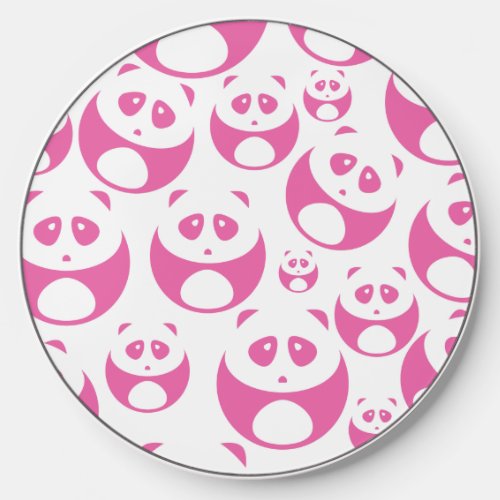 Kawaii Baby Pink and White Panda Pattern Wireless Charger