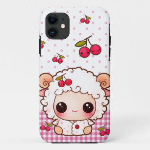 Kawaii baby sheep and cute cherries iPhone 11 case