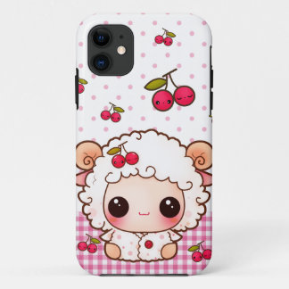 Kawaii baby sheep and cute cherries iPhone 11 case
