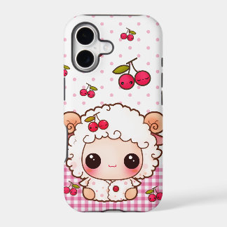 Kawaii baby sheep and cute cherries iPhone 17 case