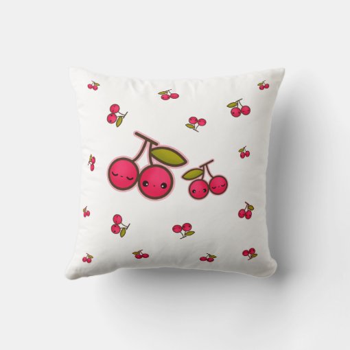 Kawaii baby sheep and cute cherries throw pillow Zazzle