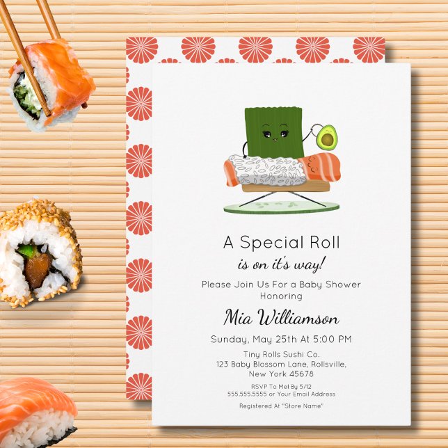 Kawaii Baby Shower: Sushi and Salmon Roll Theme Invitation (Creator Uploaded)