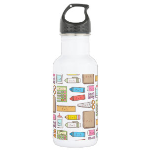 Kawaii Back to School Supplies Pattern For Girls Stainless Steel Water Bottle