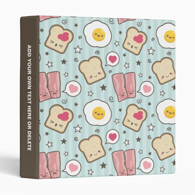 Kawaii Bacon & Fried Egg Deconstructed Sandwich Binder (Front/Spine)