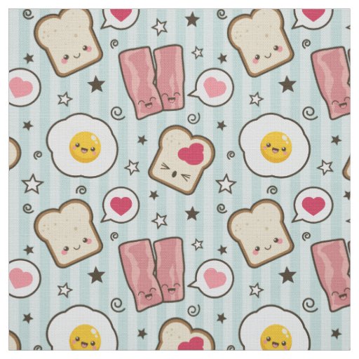 Kawaii Bacon & Fried Egg Deconstructed Sandwich Fabric
