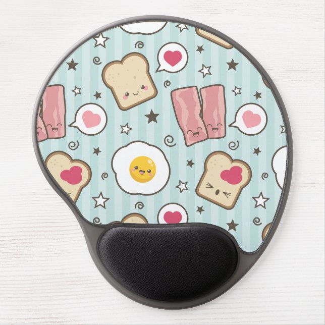 Kawaii Bacon & Fried Egg Deconstructed Sandwich Gel Mouse Pad (Front)