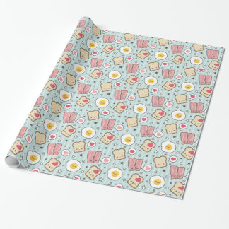 Kawaii Bacon & Fried Egg Deconstructed Sandwich Wrapping Paper